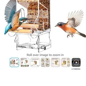 Transparent food container cage no mess automatic bird feeder (111)